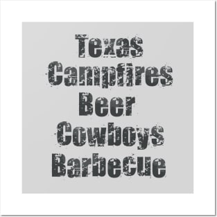 Texas Campfires Beer Cowboys Barbeque Posters and Art